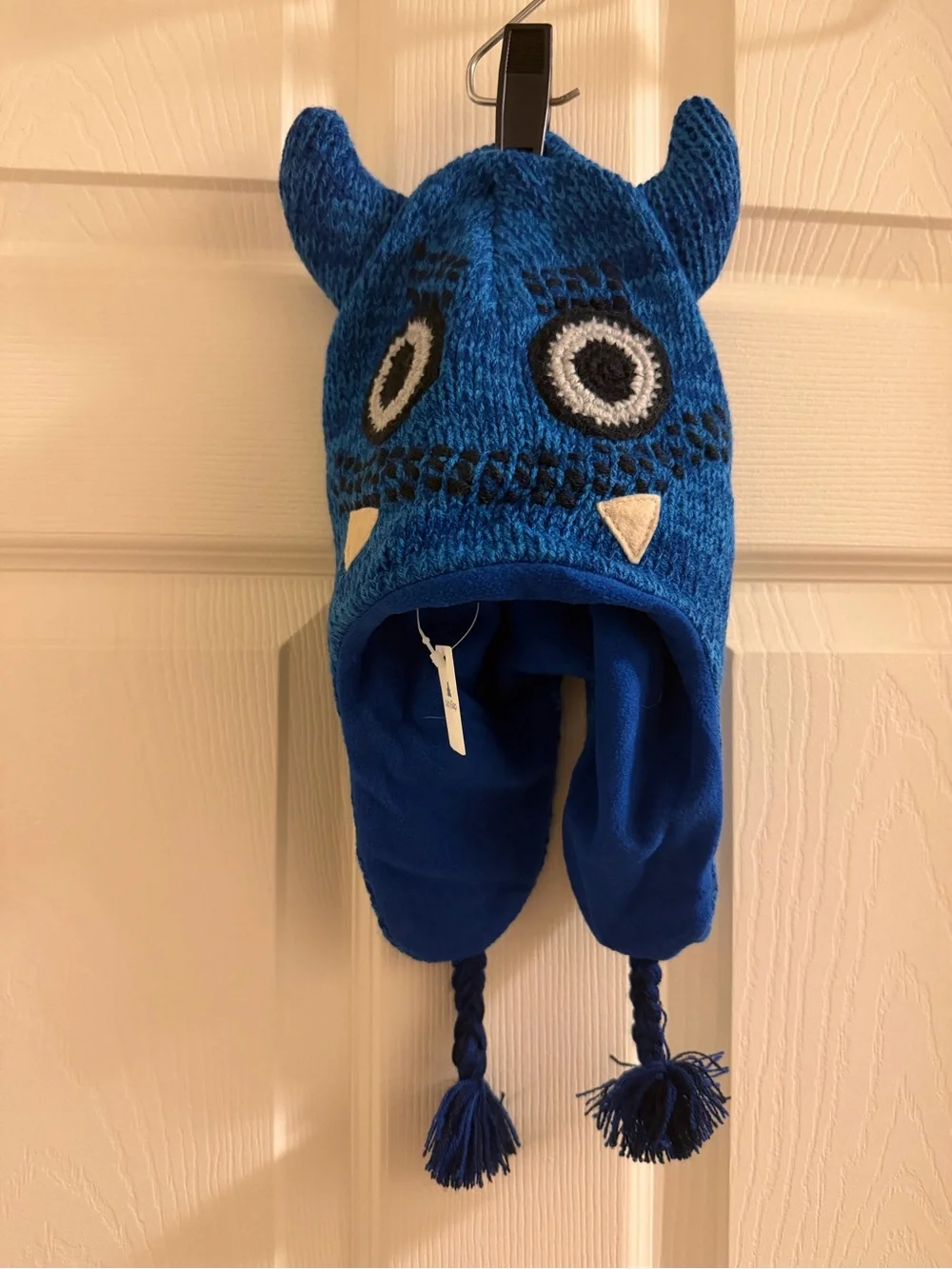 GAP Blue Monster Earflap Knit Hat with Tassels